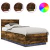 vidaXL Estrutura da Cama com fitas LED Carvalho Defumado 90 x 200 cm