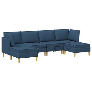 vidaXL Conjunto de sof&aacute; modular com armazenamento 6 unid. Azul Tecido