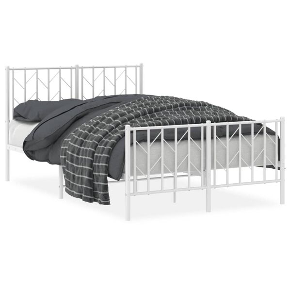 vidaXL Estrutura de cama com cabeceira e pés 120x200 cm metal branco