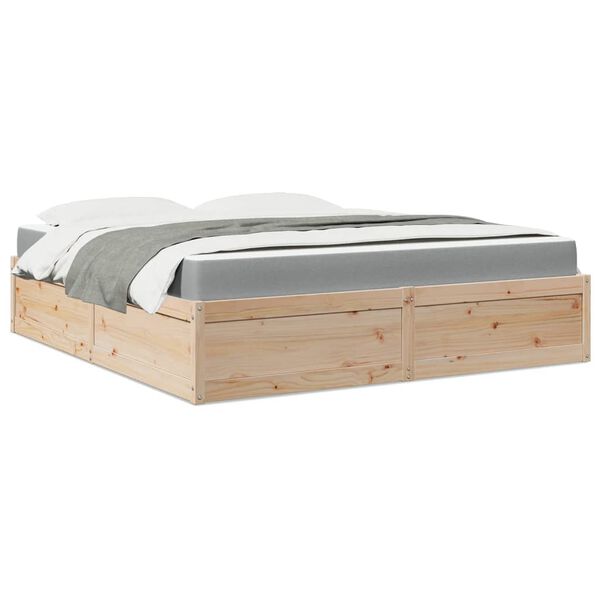 vidaXL Cama com colch&atilde;o 180x200 cm madeira de pinho maci&ccedil;a