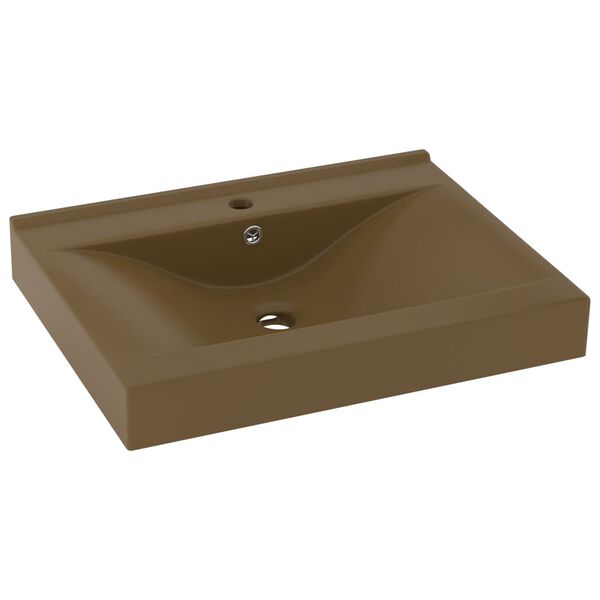 vidaXL Lavat&oacute;rio c/ orif&iacute;cio de torneira 60x46 cm cer&acirc;mica creme mate