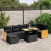 vidaXL 8 pcs conjunto sof&aacute;s de jardim com almofad&otilde;es vime PE preto