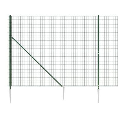 vidaXL Cerca de malha de arame com estacas de fixação 2x10 m verde
