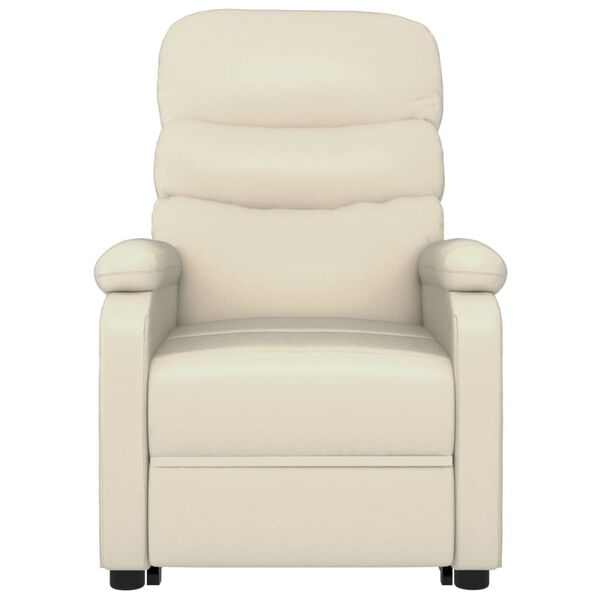 vidaXL Poltrona de massagens elevat&oacute;ria couro artificial branco nata