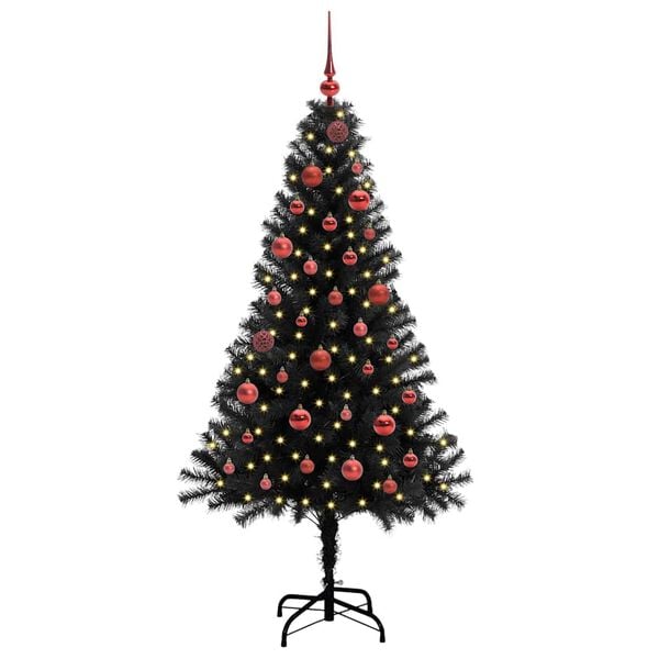 vidaXL &Aacute;rvore de Natal com 150 LEDs com suporte Preto 150 cm PVC