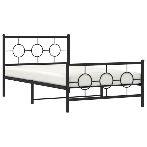 vidaXL Estrutura de cama com cabeceira e pés 107x203 cm metal preto