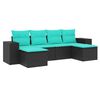 vidaXL Conjunto de sof&aacute; de jardim com 6 pe&ccedil;as e almofadas em rattan sint&eacute;tico preto
