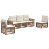 vidaXL Conjunto de Sof&aacute; de Jardim 5 unid. Bege e Branco Creme vime PE