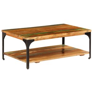 vidaXL Mesa centro c/ prateleira 100x60x35cm madeira recuperada maci&ccedil;a