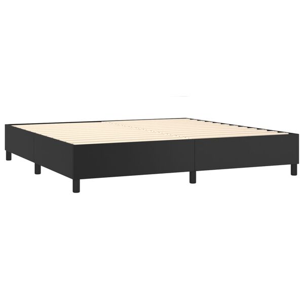 vidaXL Cama com molas/colchão 200x200 cm couro artificial preto