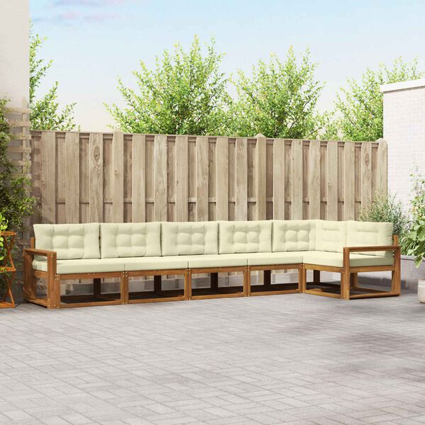 vidaXL Conjunto de Sof&aacute;s para Exterior 6 pcs Natural e Creme