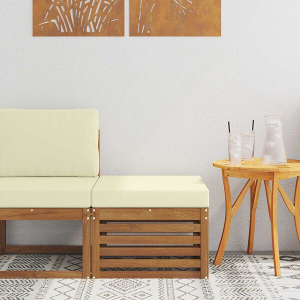 vidaXL Pufe para Exterior Madeira S&oacute;lida de Ac&aacute;cia Natural