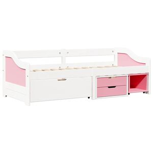 vidaXL Sof&aacute;-cama com 3 gavetas sem colch&atilde;o 90x200 cm IRUN branco&rosa