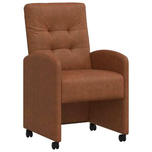 vidaXL Cadeiras de Jantar com Rodas 2 unid. Couro sint&eacute;tico Castanho