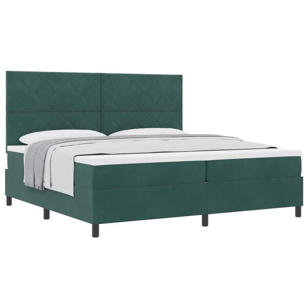 vidaXL Cama Box com colch&atilde;o Verde Escuro 200 x 200 cm tecido