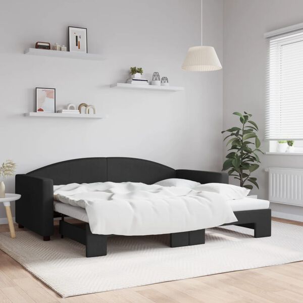 vidaXL Sof&aacute;-cama com gavet&atilde;o 90x190 cm tecido preto