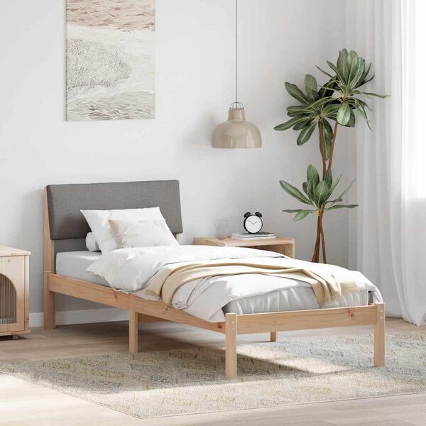 vidaXL Estrutura da cama com cabeceira Marrom e taupe 80 x 200 cm