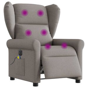 vidaXL Poltrona reclin&aacute;vel massagens el&eacute;trica tecido cinza-acastanhado