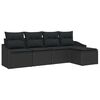 vidaXL Conjunto de Sof&aacute;s 5 unid. Preto vime PE