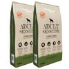 vidaXL Ra&ccedil;&atilde;o premium para c&atilde;es Adult Sensitive Lam & Rice 2 pcs 30kg