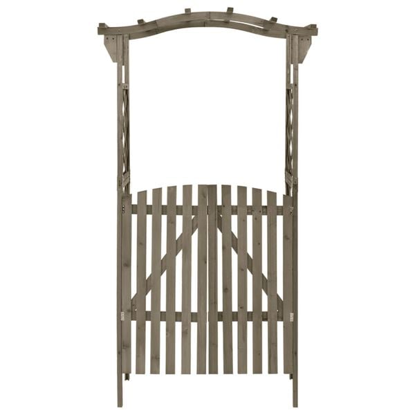 vidaXL Pérgola com portão 116x40x204 cm madeira de abeto maciça cinza