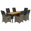 vidaXL 7 pcs conjunto bistr&ocirc; de jardim c/ almofad&otilde;es vime PE cinza