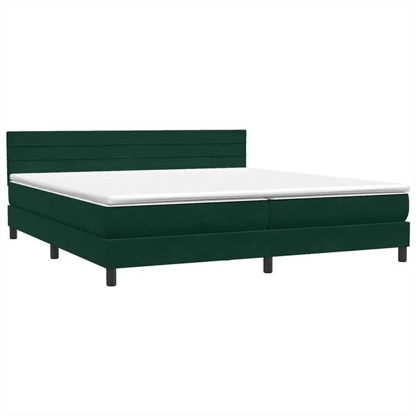 vidaXL Cama com molas colch&atilde;o 200x210 cm veludo verde-escuro