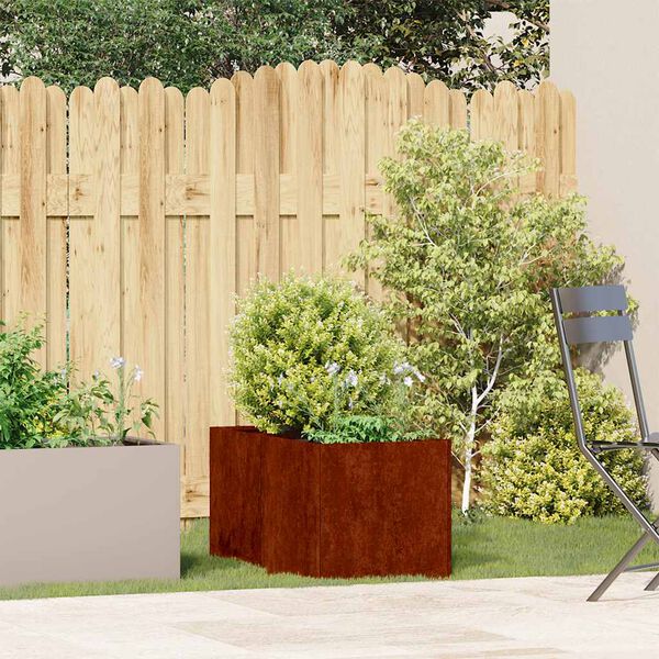 vidaXL Floreira enferrujada 40x80x40 cm a&ccedil;o resistente