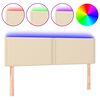 vidaXL Cabeceira de cama c/ luzes LED tecido 144x5x78/88 cm cor creme