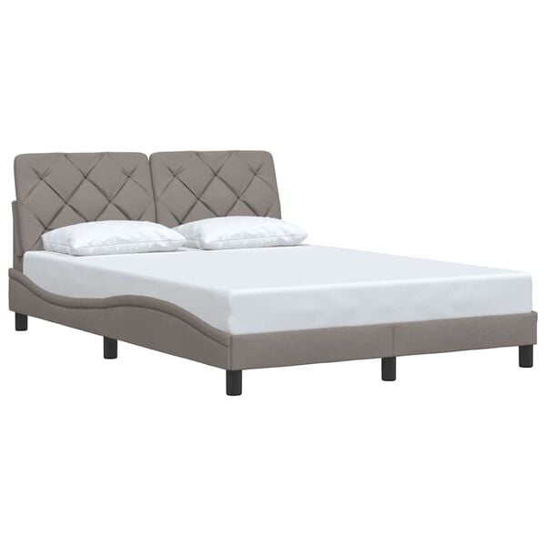vidaXL Estrutura cama sem colch&atilde;o 120x200 cm tecido cinza-acastanhado