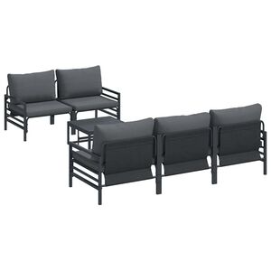 vidaXL Conjunto de Sof&aacute; de Jardim com almofada 6 pcs Preto A&ccedil;o