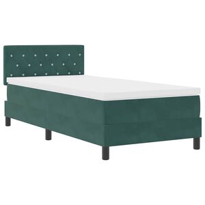 vidaXL Cama Box Spring LED com colch&atilde;o Verde Escuro 90 x 200 cm Veludo