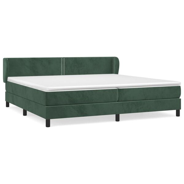 vidaXL Cama com molas/colch&atilde;o 200x200 cm veludo verde-escuro