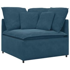 vidaXL M&oacute;dulo de canto para sof&aacute; modular com almofadas, azul, 100 cm