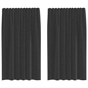 vidaXL Cortinas de voile com aba 2 pcs preto