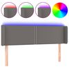 vidaXL Cabeceira cama c/ LED 147x16x78/88 cm couro artificial cinzento