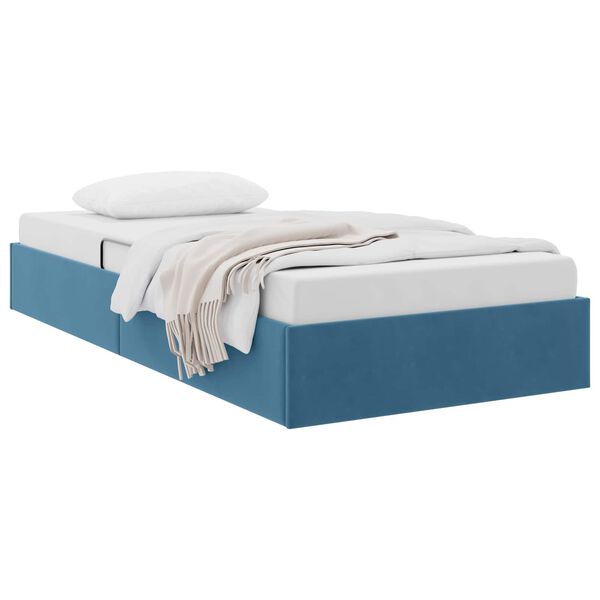 vidaXL Cama com Armazenamento Azul Escuro 100 x 200 cm Veludo
