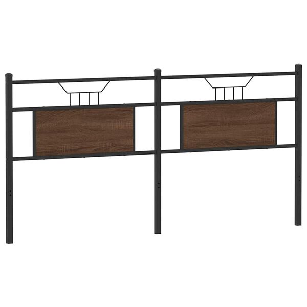 vidaXL Cabeceira de cama 160cm derivados madeira/a&ccedil;o carvalho castanho