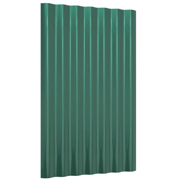 vidaXL Painéis de telhado 36 pcs 60x36 cm aço galvanizado verde