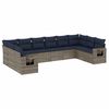vidaXL Conjunto de sof&aacute; de jardim com 10 pe&ccedil;as e almofadas em rattan sint&eacute;tico cinza
