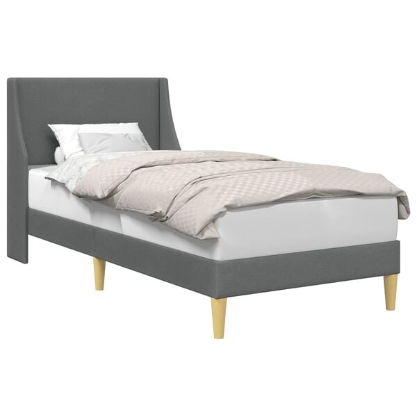 vidaXL Estrutura da Cama com cabeceira Cinza Escuro 90 x 200 cm tecido