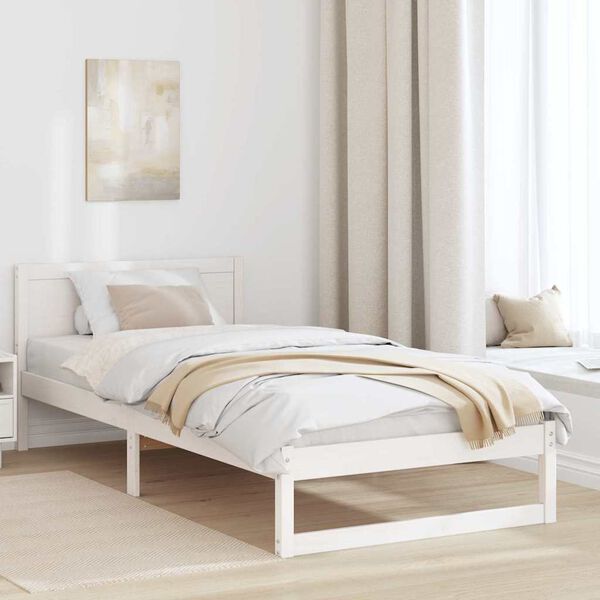 vidaXL Estrutura da Cama Branco 90 x 190 cm Madeira de Pinheiro S&oacute;lida