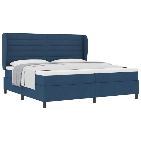 vidaXL Cama Box com colch&atilde;o com cabeceira Azul 200 x 200 cm tecido