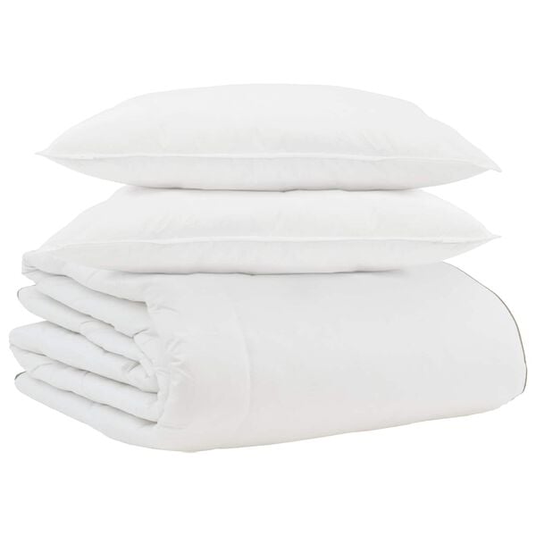 vidaXL Edredom de Inverno com travesseiro 3 pcs Branco Pena de ganso