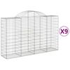 vidaXL Cestos gabi&atilde;o arqueados 9pcs 200x50x120/140cm ferro galvanizado