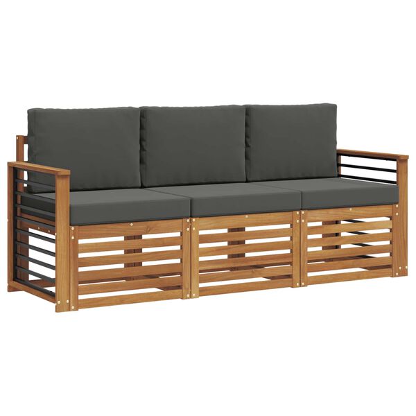 vidaXL Conjuntos de sof&aacute;s com almofada 3 pcs Natural e Antracite