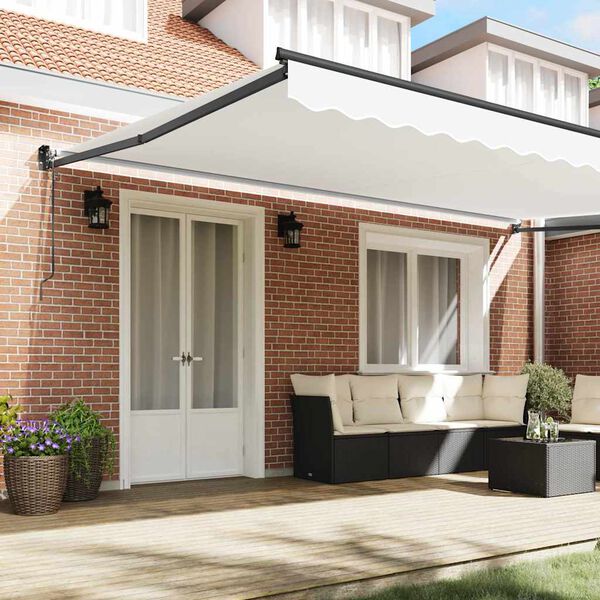 vidaXL Toldo Retr&aacute;til Branco 500 &times; 300 cm Tecido e Metal