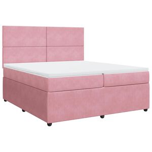 vidaXL Cama com molas/colch&atilde;o 200x200 cm veludo rosa