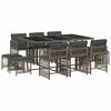 vidaXL 11 pcs conjunto jantar p/ jardim c/ almofad&otilde;es vime PE cinzento