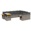 vidaXL 10 pcs conjunto sof&aacute;s de jardim c/ almofad&otilde;es vime PE cinzento